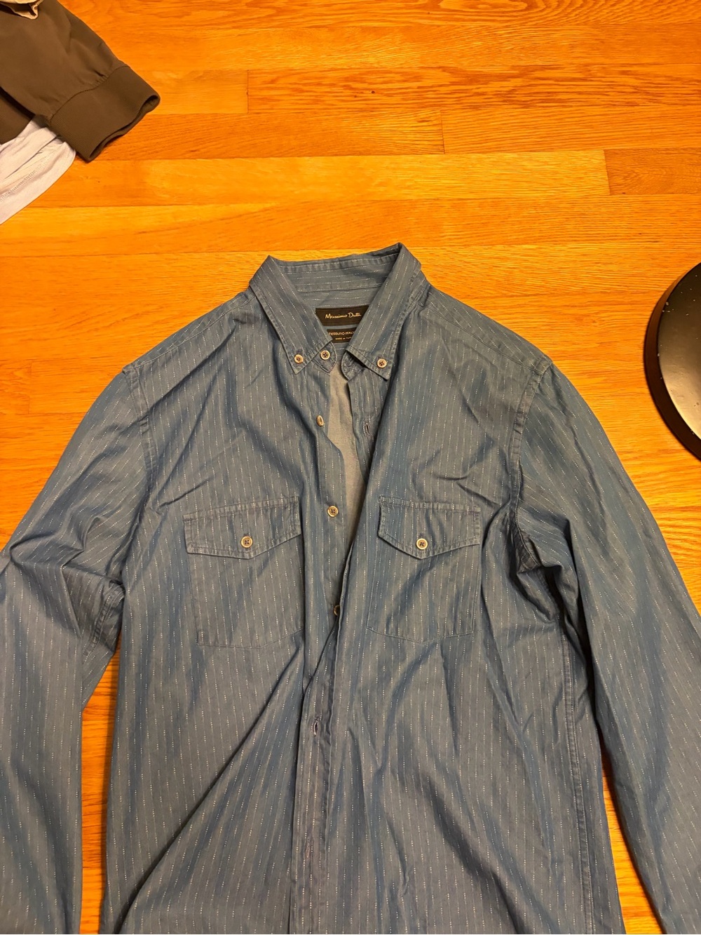 Massimo Dutti Blue Lightweight Button-Front Shirt Jacket